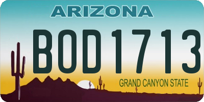 AZ license plate BOD1713