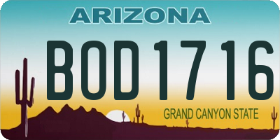 AZ license plate BOD1716