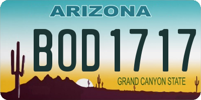 AZ license plate BOD1717