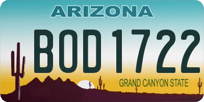 AZ license plate BOD1722