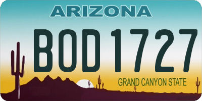 AZ license plate BOD1727