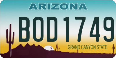 AZ license plate BOD1749