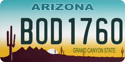 AZ license plate BOD1760