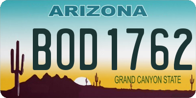 AZ license plate BOD1762