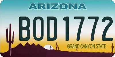 AZ license plate BOD1772