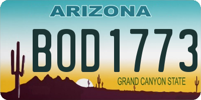 AZ license plate BOD1773