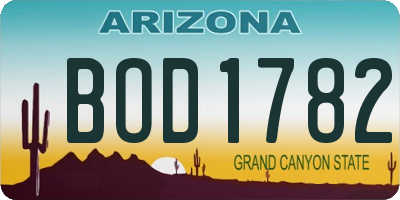 AZ license plate BOD1782