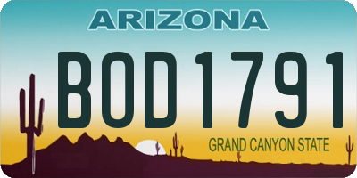 AZ license plate BOD1791
