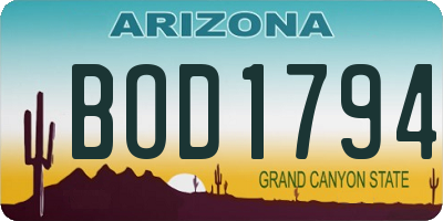 AZ license plate BOD1794