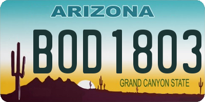 AZ license plate BOD1803