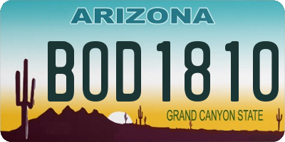 AZ license plate BOD1810