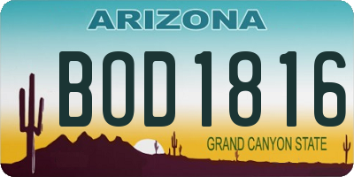 AZ license plate BOD1816