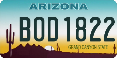 AZ license plate BOD1822