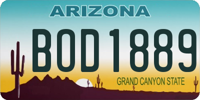 AZ license plate BOD1889