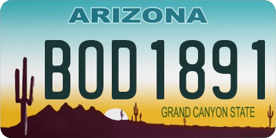 AZ license plate BOD1891