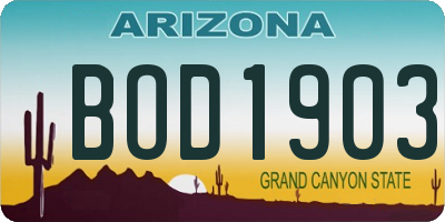 AZ license plate BOD1903