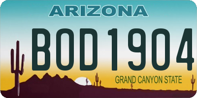 AZ license plate BOD1904
