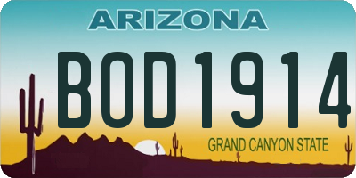 AZ license plate BOD1914