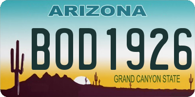 AZ license plate BOD1926