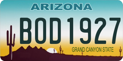 AZ license plate BOD1927