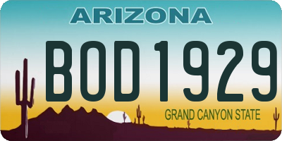 AZ license plate BOD1929