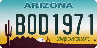 AZ license plate BOD1971