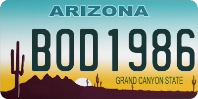 AZ license plate BOD1986