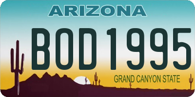 AZ license plate BOD1995