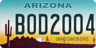 AZ license plate BOD2004