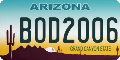 AZ license plate BOD2006