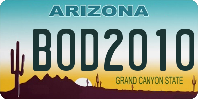 AZ license plate BOD2010