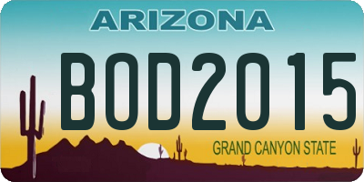 AZ license plate BOD2015
