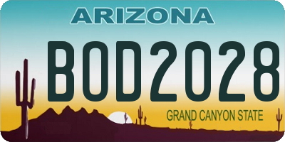 AZ license plate BOD2028