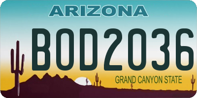 AZ license plate BOD2036