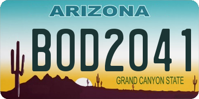 AZ license plate BOD2041