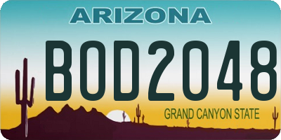 AZ license plate BOD2048