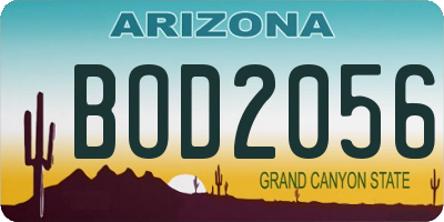 AZ license plate BOD2056