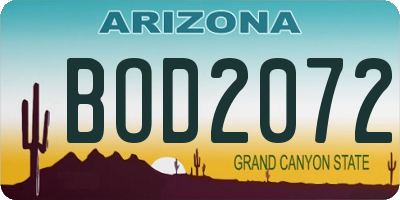 AZ license plate BOD2072