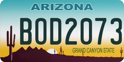 AZ license plate BOD2073