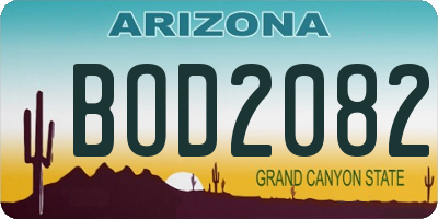 AZ license plate BOD2082