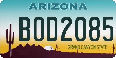 AZ license plate BOD2085