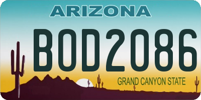 AZ license plate BOD2086