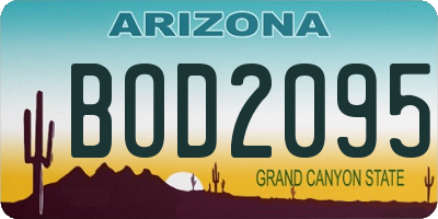 AZ license plate BOD2095