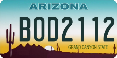 AZ license plate BOD2112