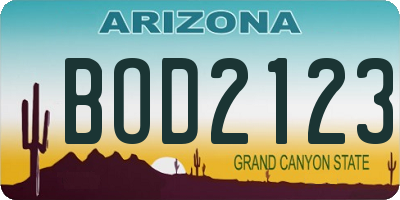 AZ license plate BOD2123