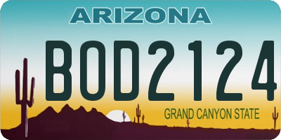 AZ license plate BOD2124