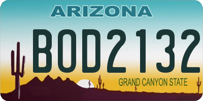 AZ license plate BOD2132