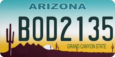 AZ license plate BOD2135