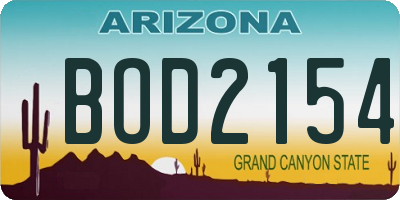 AZ license plate BOD2154