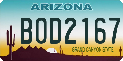 AZ license plate BOD2167